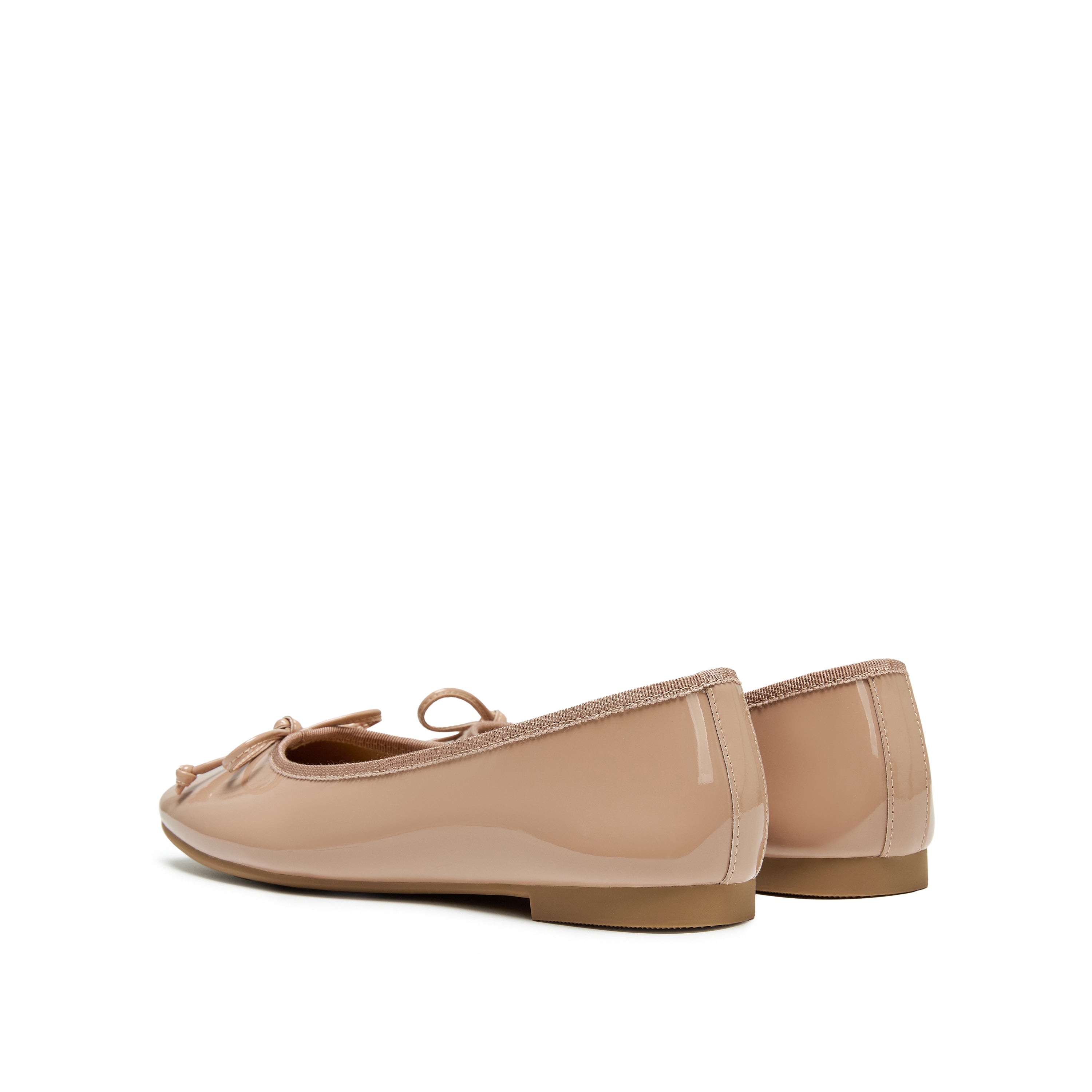 Nude Patent Leather Bow Ballet Flats