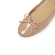 Nude Patent Leather Bow Ballet Flats