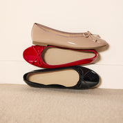Nude Patent Leather Bow Ballet Flats