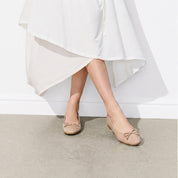 Nude Patent Leather Bow Ballet Flats