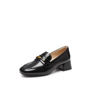 Black Signature Golden Leaf Leather Loafers