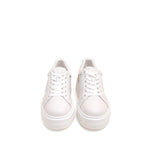 Load image into Gallery viewer, White Glitter Stripe Leather Flatform Sneakers

