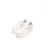 Load image into Gallery viewer, White Glitter Stripe Leather Flatform Sneakers
