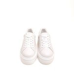 Load image into Gallery viewer, White Glitter Liner Leather Flatform Sneakers
