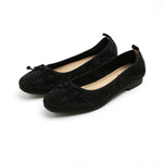 Load image into Gallery viewer, Black Crystal Suede Ballerina Flats
