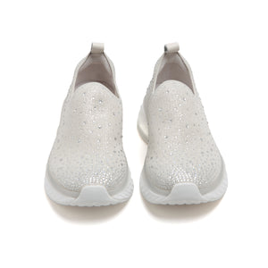 Beige Crystal Cushioning Slip On Sneakers