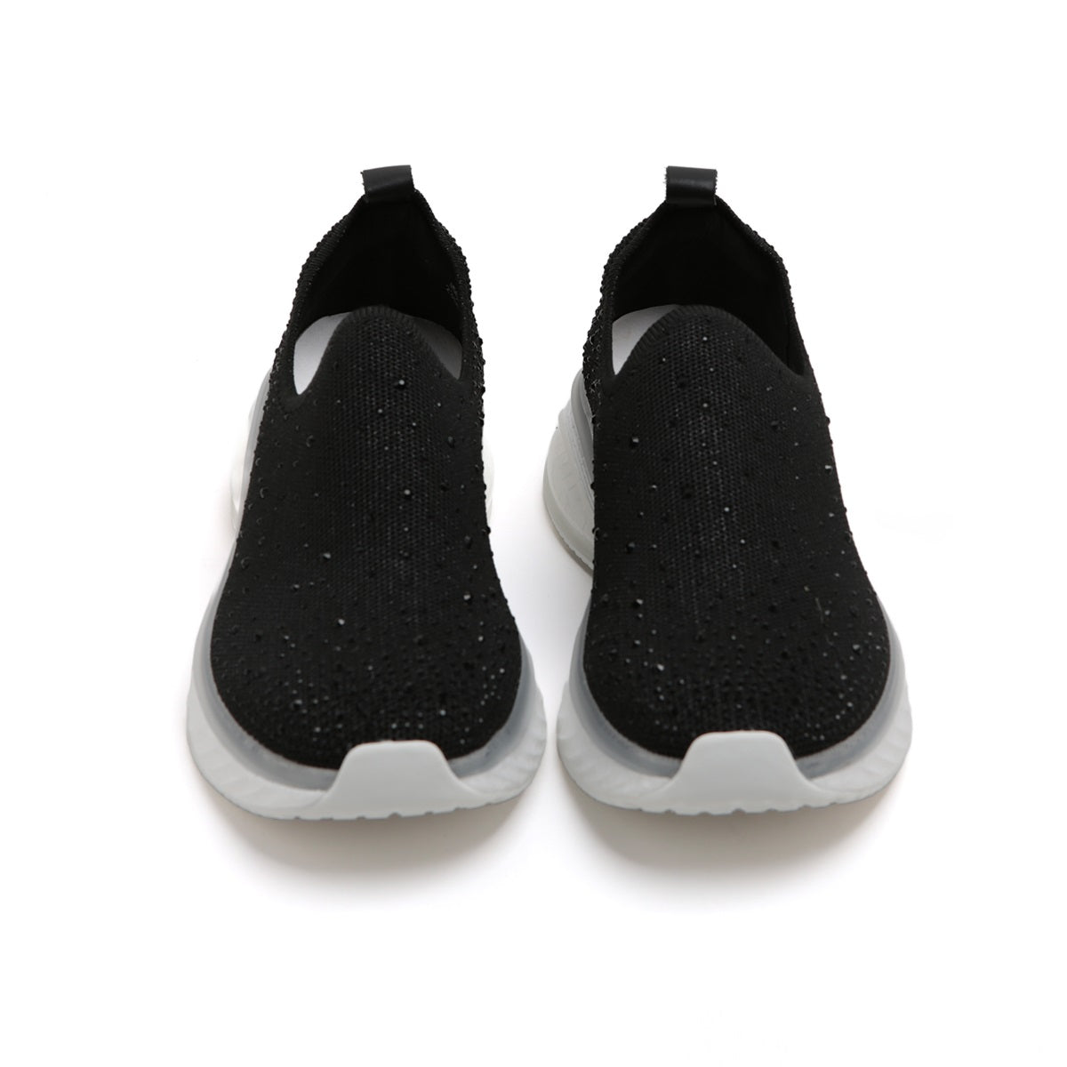 Black Crystal Cushioning Slip On Sneakers