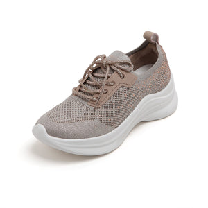 Pastel Knit Crystal Lace Up Sneakers