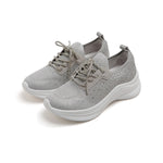 Load image into Gallery viewer, Grey Knit Crystal Lace Up Sneakers
