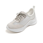 Load image into Gallery viewer, Beige Meshed Crystal Lace Up Sneakers

