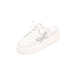 Load image into Gallery viewer, White Glitter Bow Leather Slip on Sneakers
