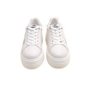 White Glitter Bow Leather Sneakers
