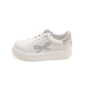 White Glitter Bow Leather Sneakers