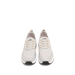 Load image into Gallery viewer, Beige Elastic Lace Up Knitted Sneakers
