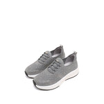 Load image into Gallery viewer, Grey Elastic Lace Up Knitted Sneakers
