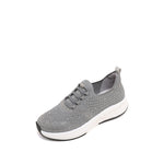 Load image into Gallery viewer, Grey Elastic Lace Up Knitted Sneakers

