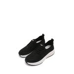 Load image into Gallery viewer, Black Elastic Lace Up Knitted Sneakers
