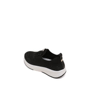 Black Elastic Lace Up Knitted Sneakers