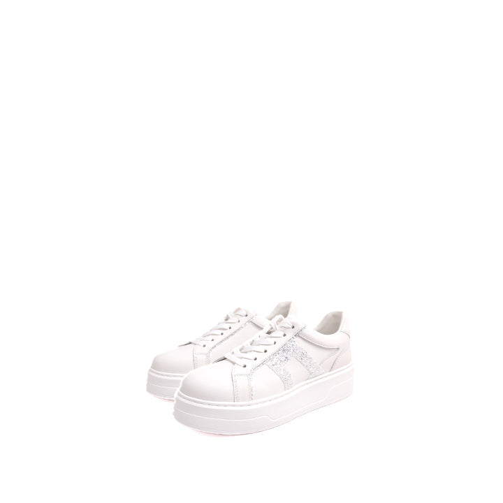 Glitter Music Note Platform White Sneakers