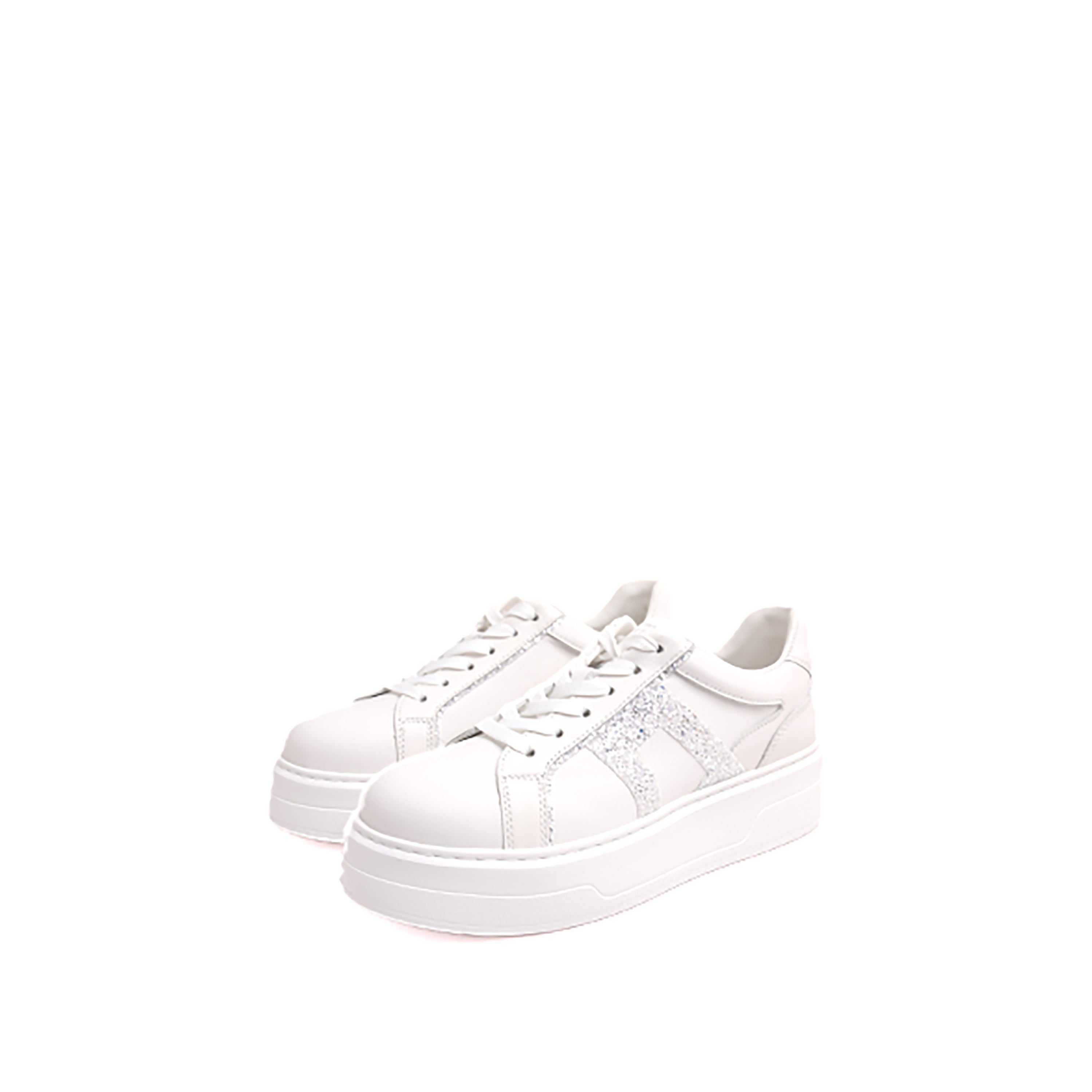 Glitter Music Note Platform White Sneakers