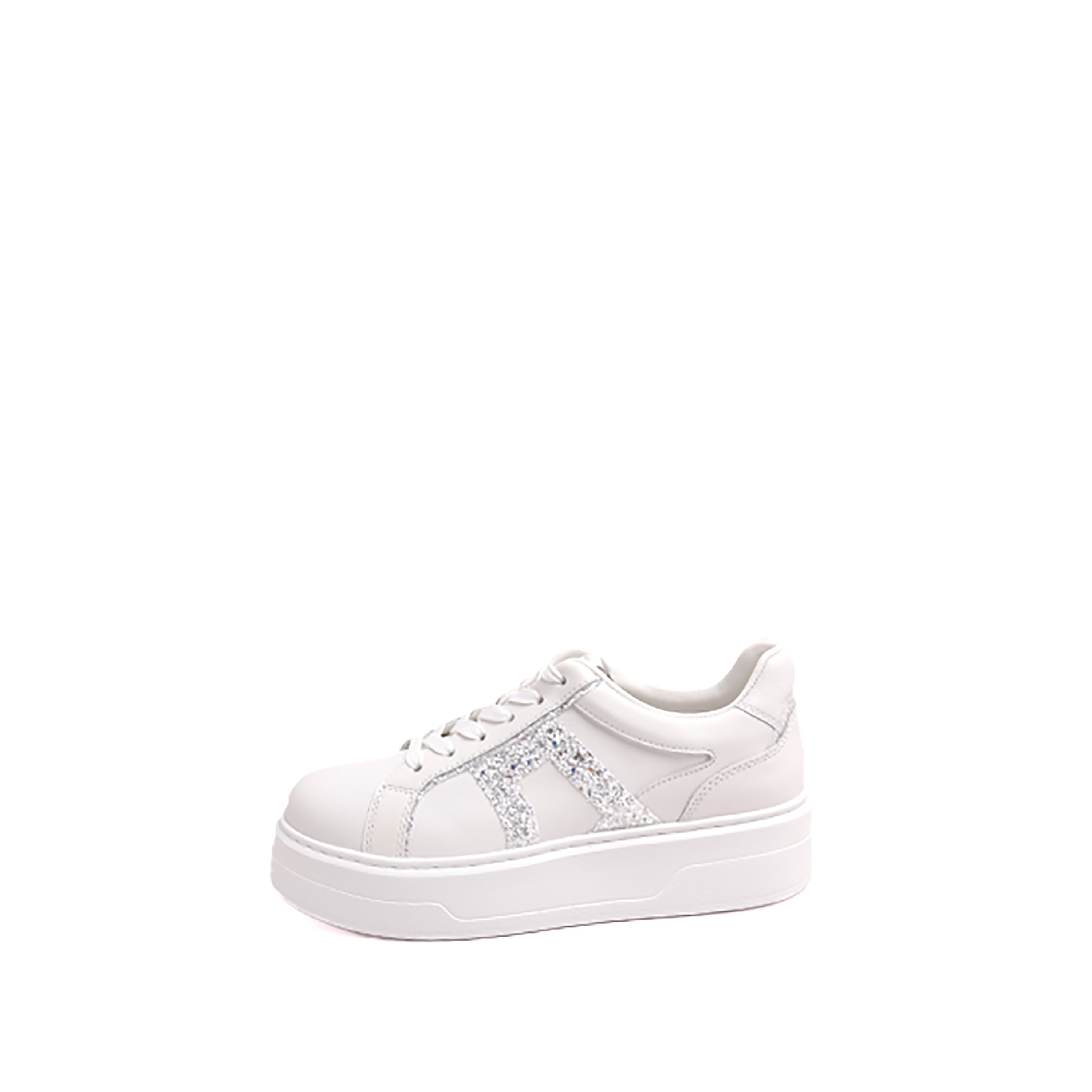 Glitter Music Note Platform White Sneakers