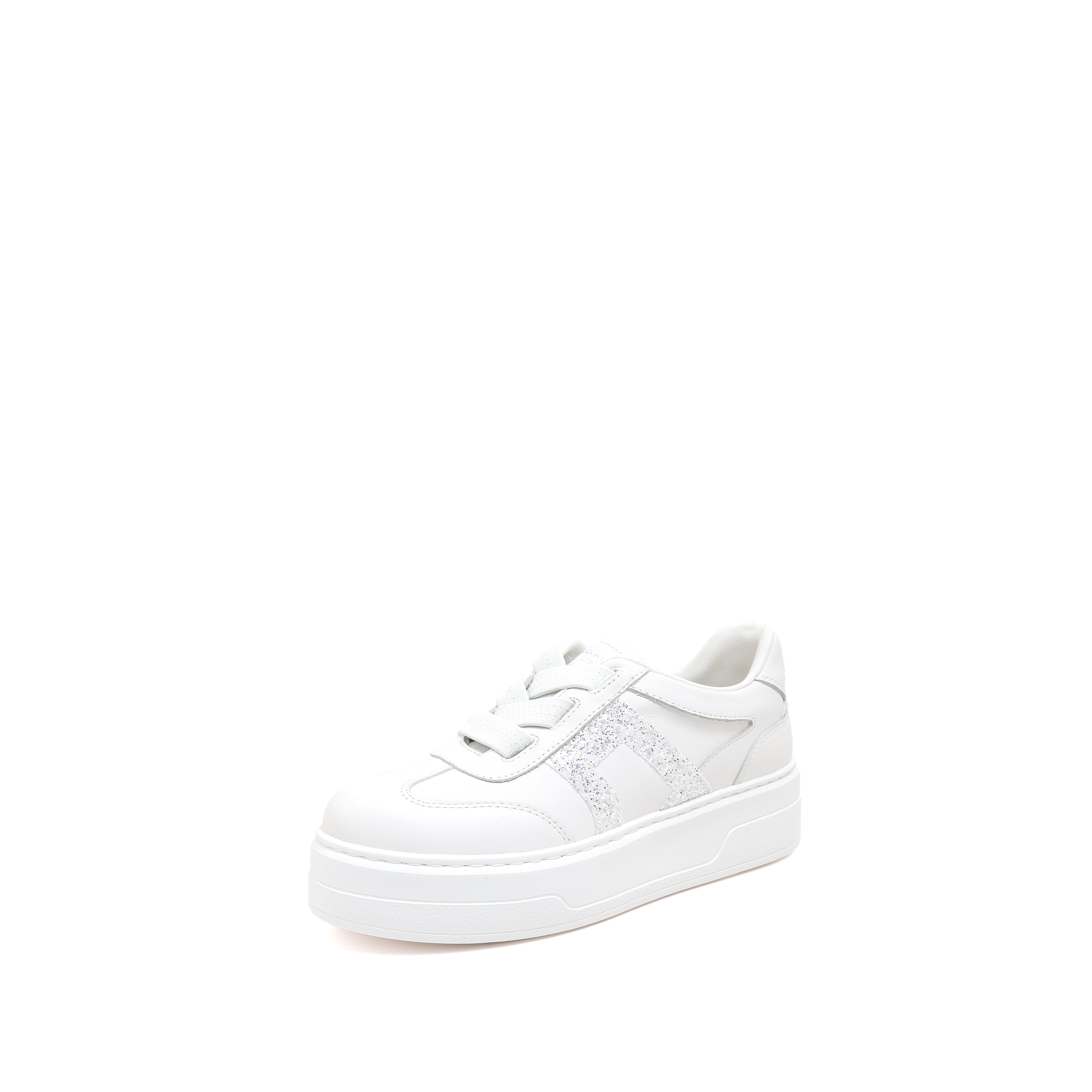 White Glitter ST Logo Chunky Platform Sneakers