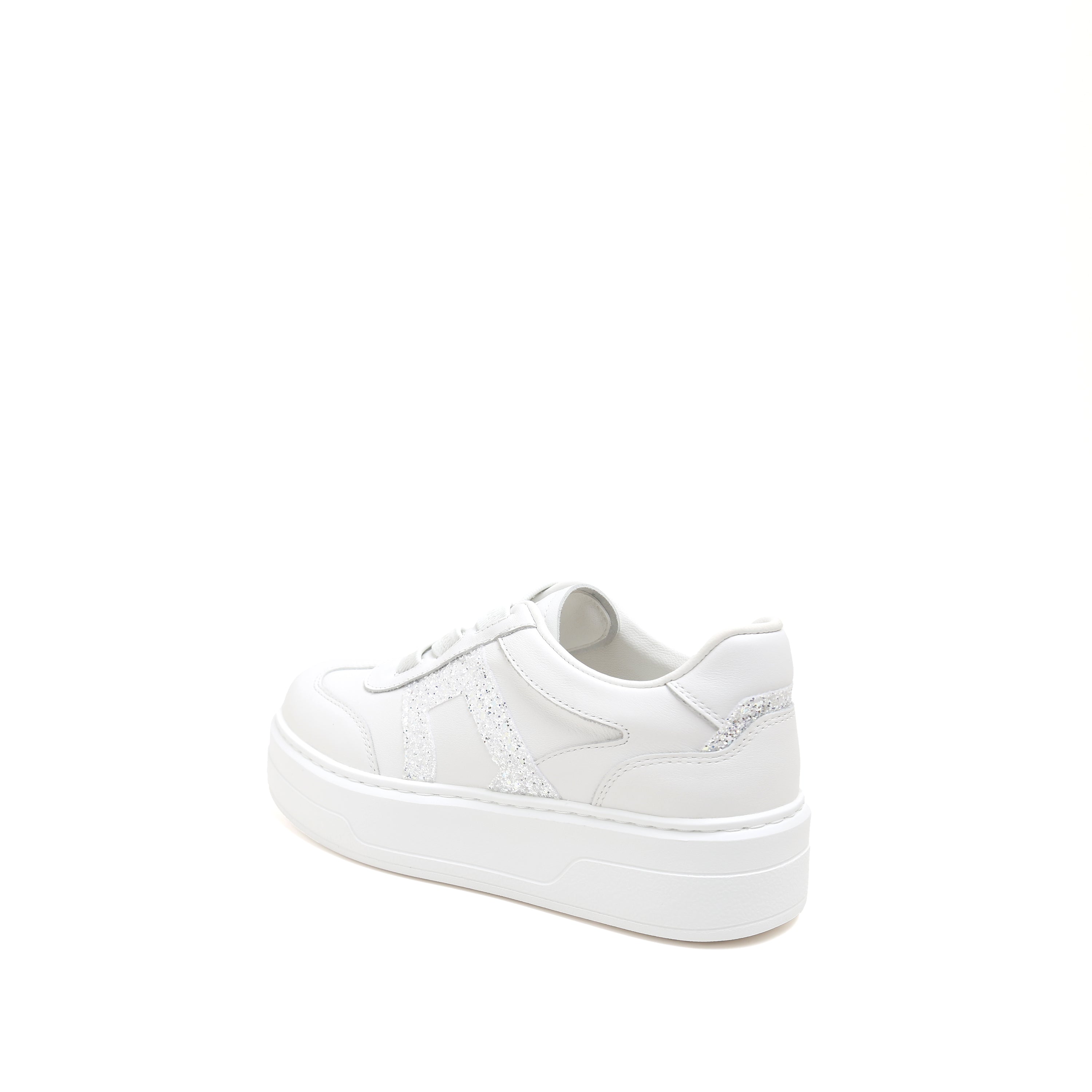 White Glitter ST Logo Chunky Platform Sneakers