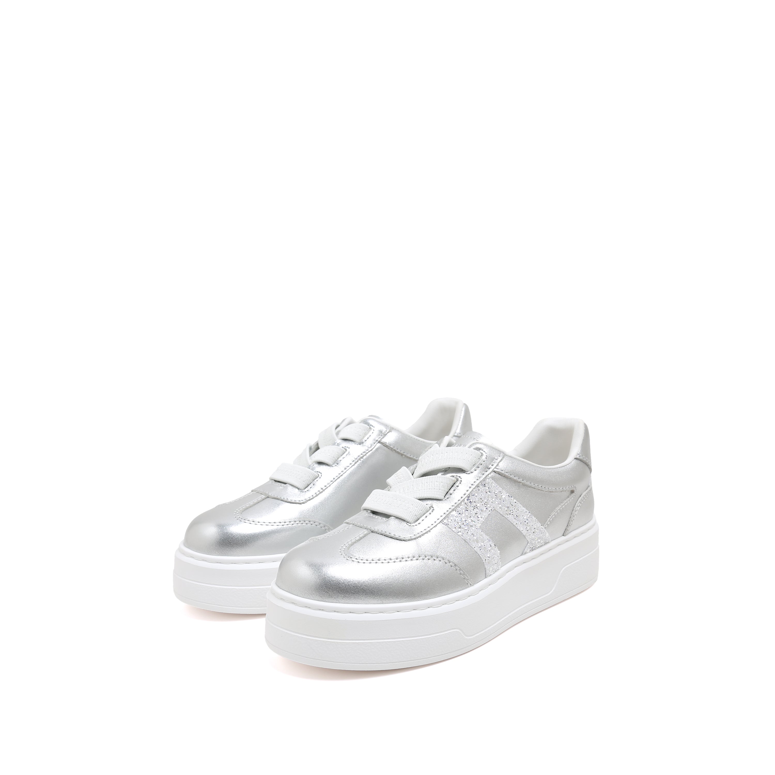 Silver Glitter ST Logo Chunky Platform Sneakers