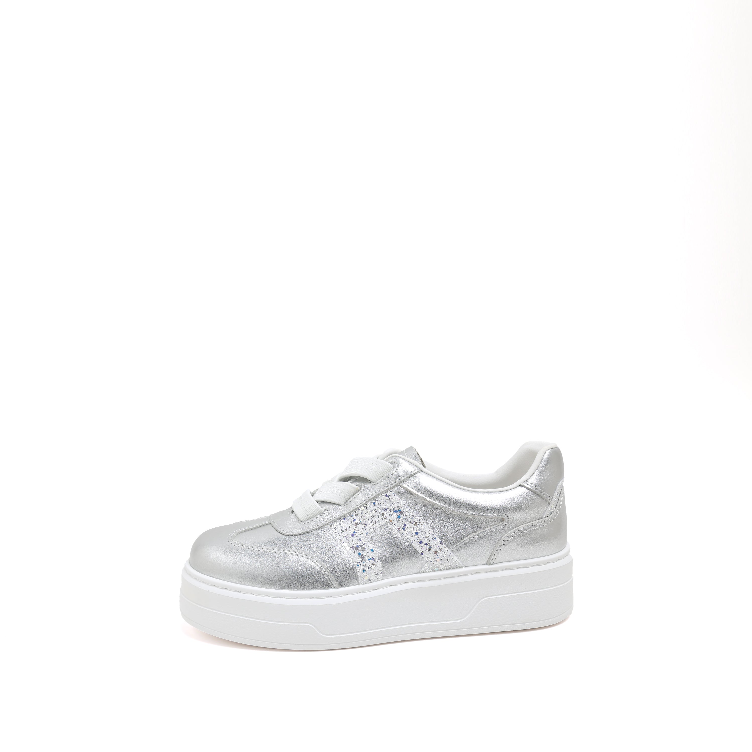 Silver Glitter ST Logo Chunky Platform Sneakers