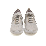 Beige Crystal Lace Up Knitted Sneakers
