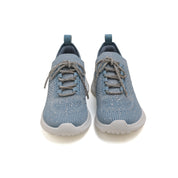 Blue Crystal Lace Up Knitted Sneakers