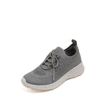 Load image into Gallery viewer, Grey Crystal Lace Up Knitted Sneakers
