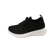 Black Crystal Lace Up Knitted Sneakers