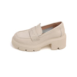 Load image into Gallery viewer, Beige Leather Platform Loafers
