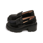 Load image into Gallery viewer, Black Leather Platform Loafers
