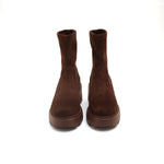 Load image into Gallery viewer, Brown Elastic Platform Ankle Sock Boots
