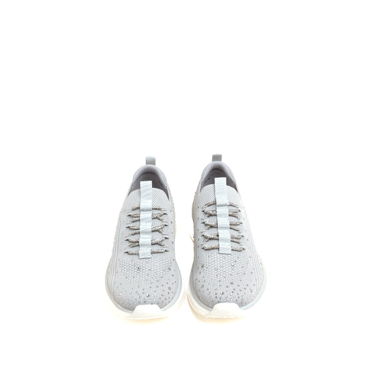 Light Grey Crystals Embroidery Knitted Sneakers