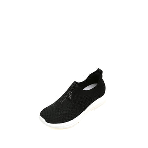 Black Knit Crystal Zippered Sneakers