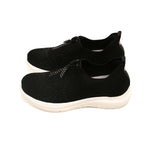 Load image into Gallery viewer, Black Knit Crystal Zippered Sneakers
