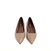 Nude Pointed Crumpled leather Cut Out Flats