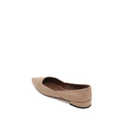 Nude Pointed Crumpled leather Cut Out Flats