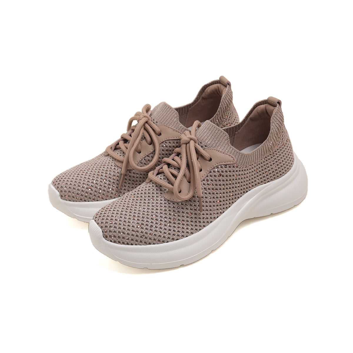 Pastel Crystal Knit Lace Up Sneakers