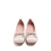 Pink Beige Striped Ballet Flats