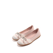Pink Beige Striped Ballet Flats