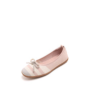 Pink Beige Striped Ballet Flats