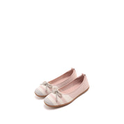 Pink Beige Striped Ballet Flats