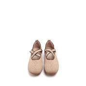 Light Brown Woven Cross Strap Flats