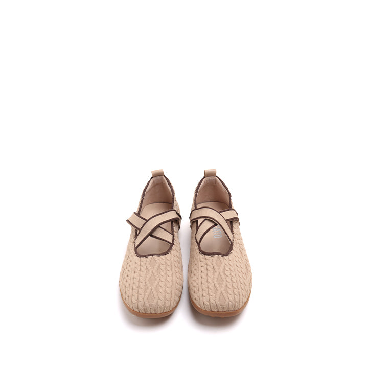 Light Brown Woven Cross Strap Flats