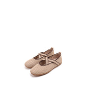 Light Brown Woven Cross Strap Flats