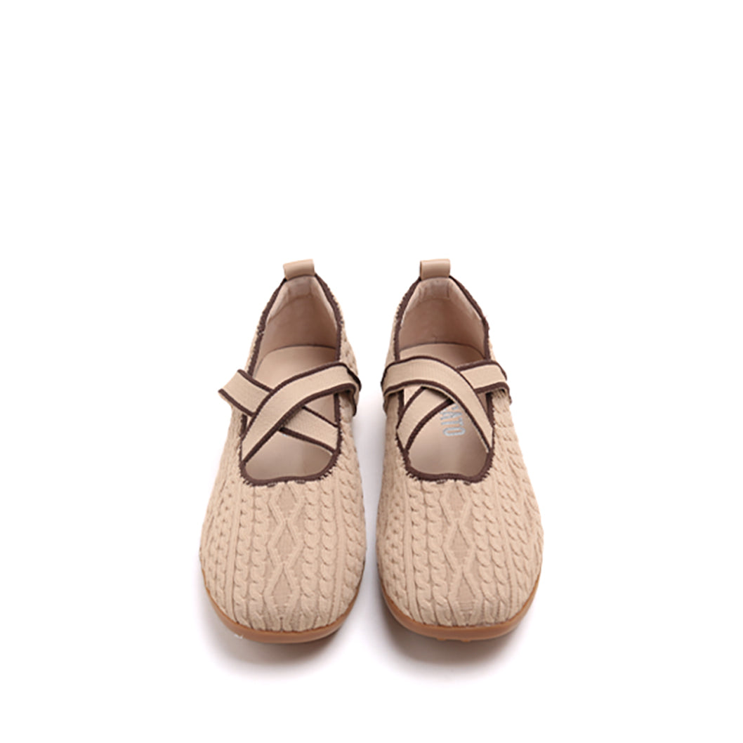 Light Brown Woven Cross Strap Flats